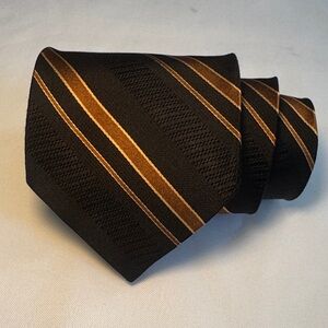 Robert Talbott Black and Gold Striped Silk Tie